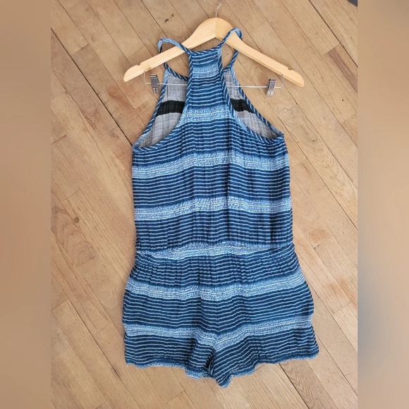 Lou & Grey, Blue and White Baja Romper with Pockets, Size Medium - Picture 2 of 9